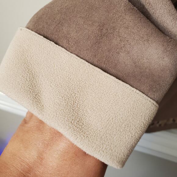 Women Faux Vegan Shearling Toggle Coat Jacket 16 Scandi Nordic Cozy Neutral - Picture 4 of 12